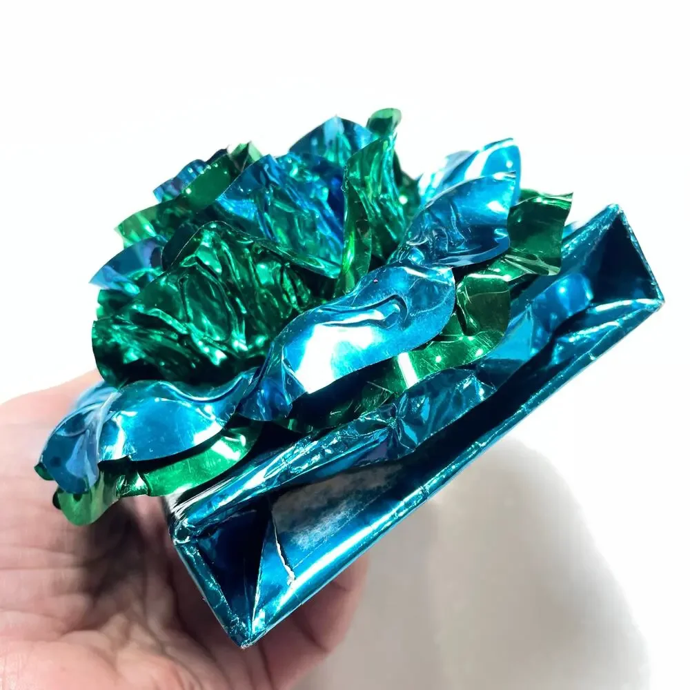 Vintage Metallic Foil Gift Bow Alexandra de Markoff EMPTY Teal Small Powder Size